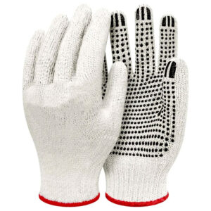Luva Tricotada De Algodão Palma Pigmentada Branca Pigmento Em Latex