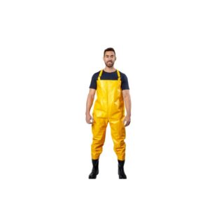 Macacão Jardineira Saneamento Brascamp Em PVC K P500 Com Botas Acopladas 100% Impermeável CA 28440