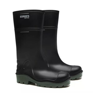 Bota de PU Ecoboots Polytech Preta e Verde Polaina Inclusa Com Bico Composite CA 34233