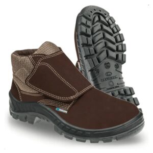 Bota de Segurança Marluvas 50B26 CB VEL BP Marrom Café Em Couro Velcro e Bico de Pvc CA 43273