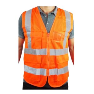 Colete Refletivo De Segurança Laranja Fluorescente Com 4 Bolsos Brascamp