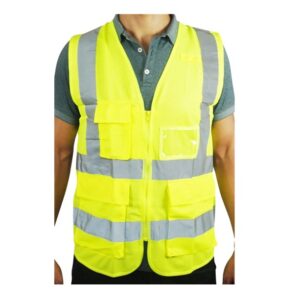 Colete Refletivo De Segurança Verde Fluorescente Com 4 Bolsos Brascamp