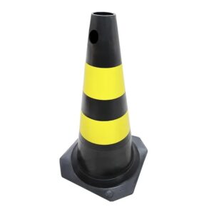Cone de Sinalização Rígido 75 CM Plastcor Preto e Amarelo Plastcor